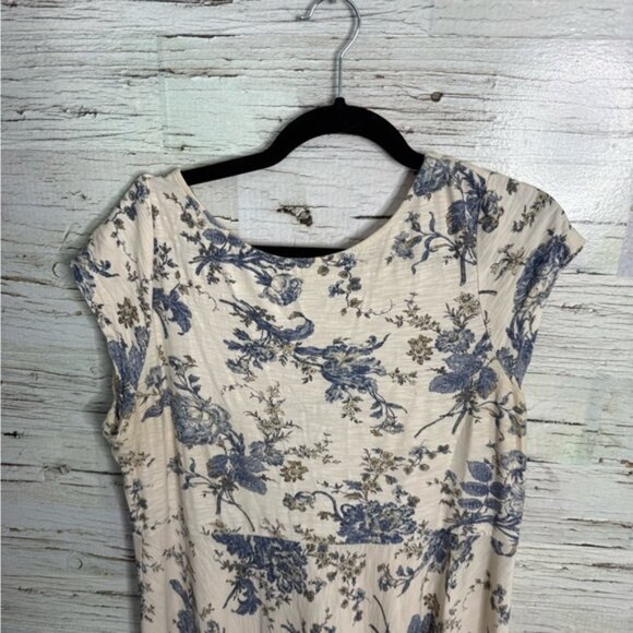 Ralph Lauren Chaps Floral Dress maxi cream size large blue - Picture 3 of 7